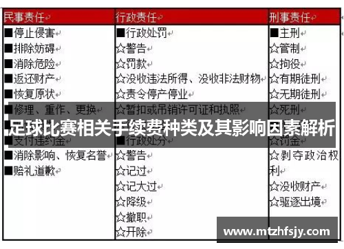 足球比赛相关手续费种类及其影响因素解析
